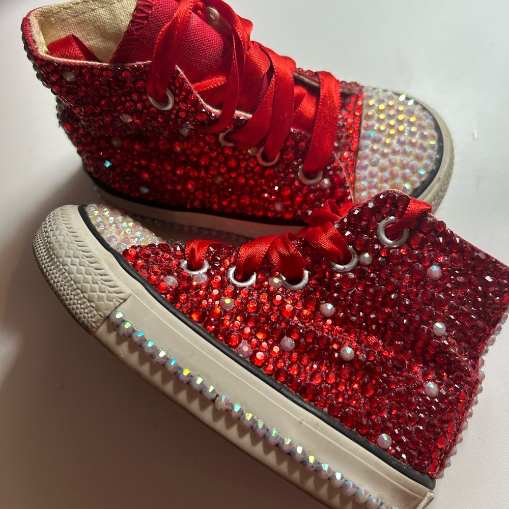 Sparkling Red Kids High-Top Sneakers